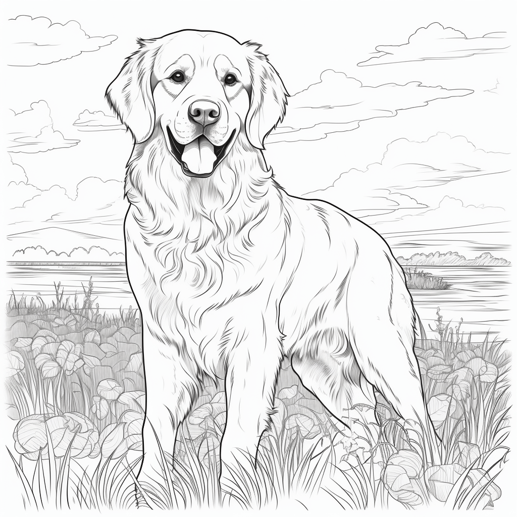 golden retriever free coloring page